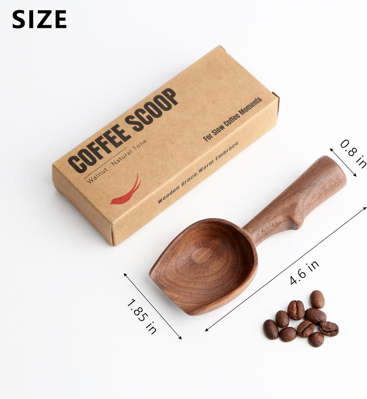 Walnut Coffee Scoop,Wooden Coffee Bean Measuring Spoon,5g Capacity,Natural Wood Coffee Scoop for Tea,Sugar & Powder,Rustic Kitchen Gift for Coffee Lovers