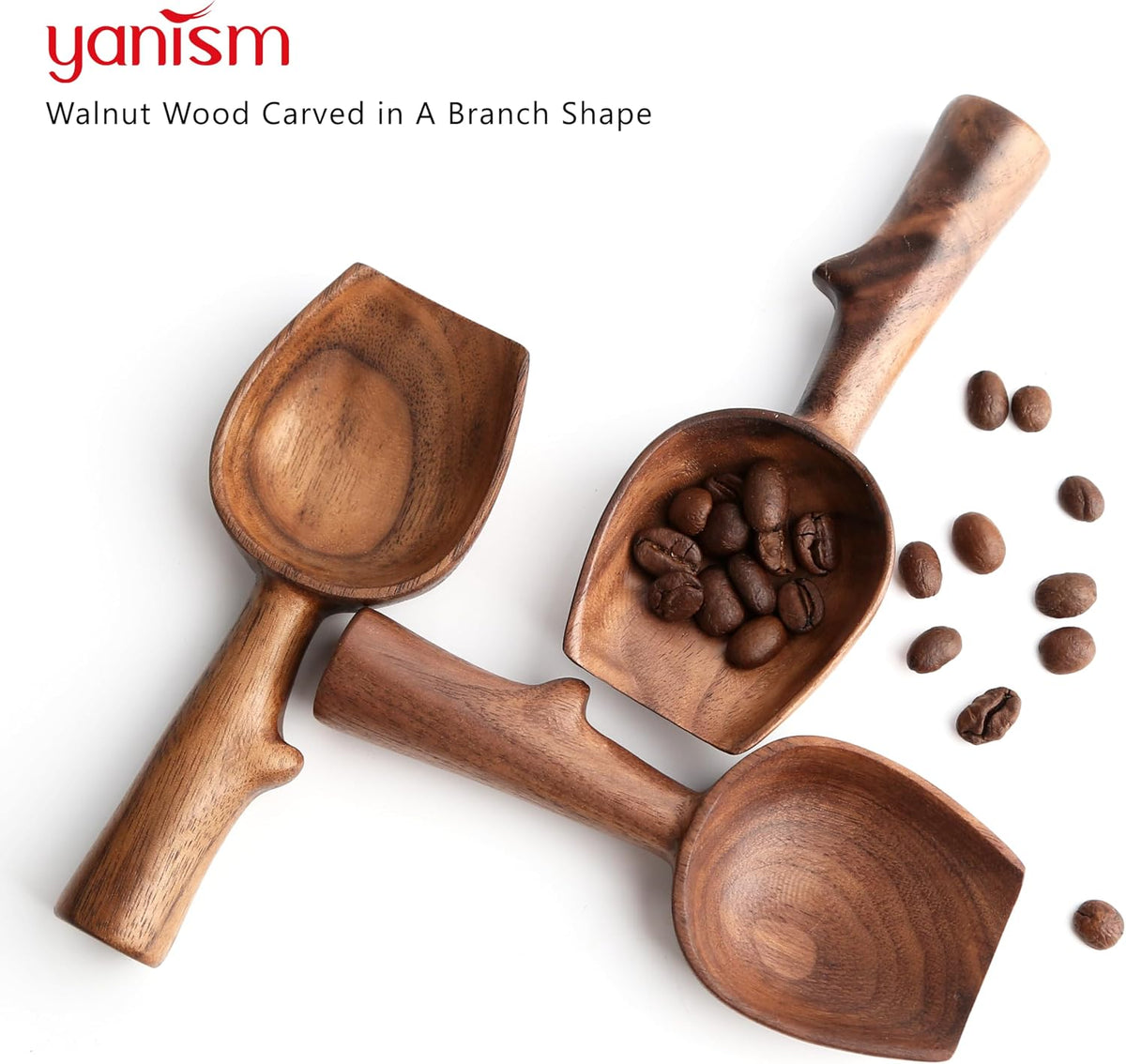 Walnut Coffee Scoop,Wooden Coffee Bean Measuring Spoon,5g Capacity,Natural Wood Coffee Scoop for Tea,Sugar & Powder,Rustic Kitchen Gift for Coffee Lovers