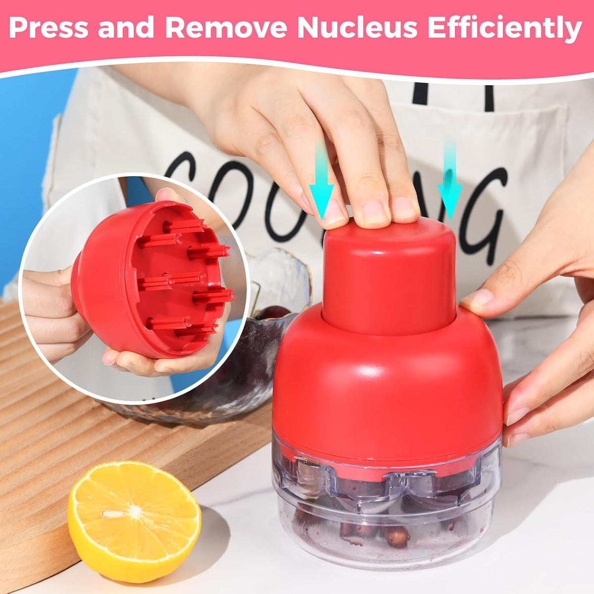 Cherry Pitter Multiple, Pits up to 8 Cherries at Once, 8 Holes Multi Cherry Seed Remover for Kitchen Cherry Jam, 8 in 1 Cherry Pitter Tool Pit Remover,Cake Shops and Fruit Salads