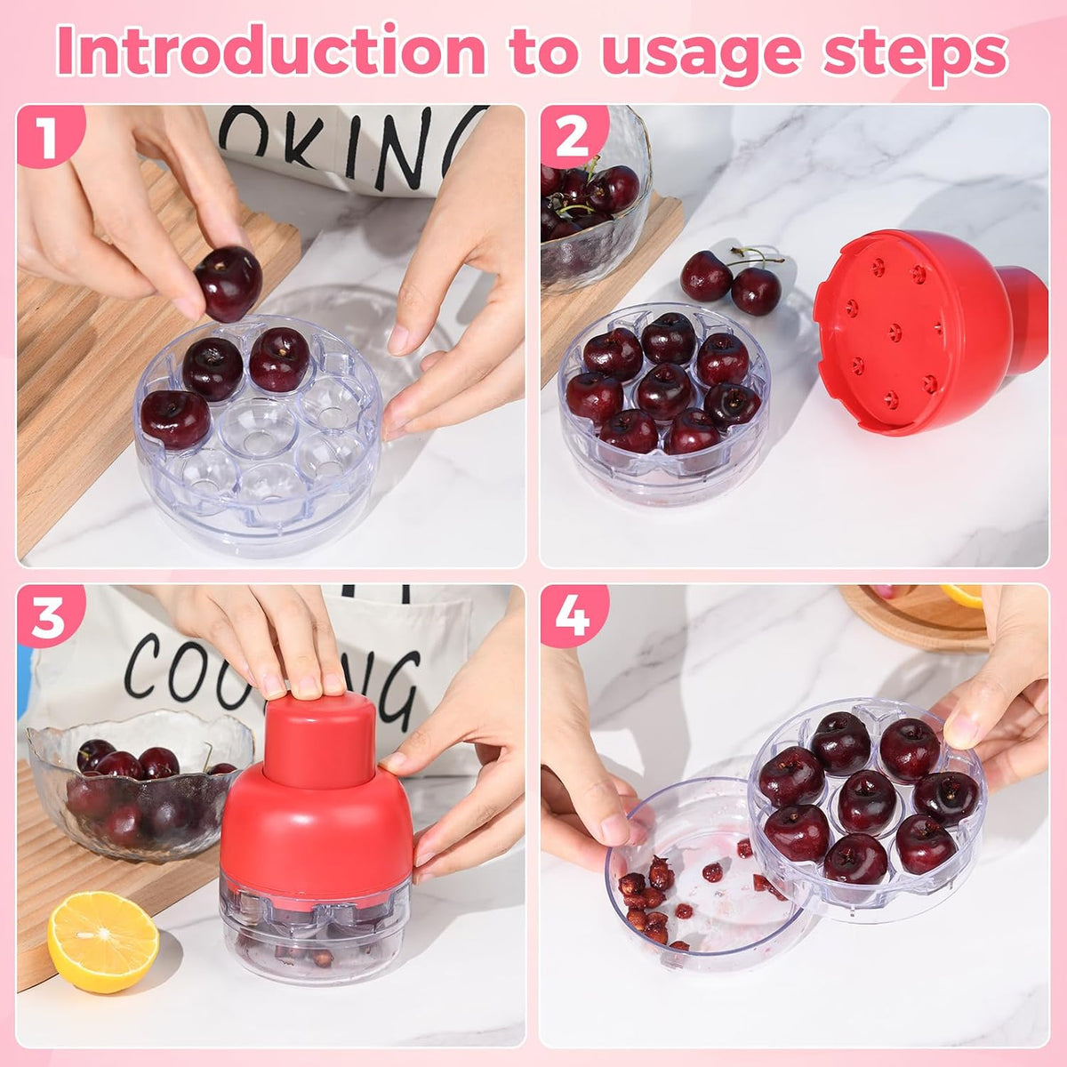 Cherry Pitter Multiple, Pits up to 8 Cherries at Once, 8 Holes Multi Cherry Seed Remover for Kitchen Cherry Jam, 8 in 1 Cherry Pitter Tool Pit Remover,Cake Shops and Fruit Salads