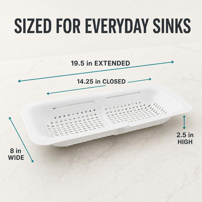 Expandable Over-the-Sink Colander Strainer Basket 14.25 to 19.5 Inch Black