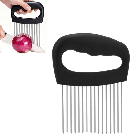Onion Holder for Slicing, Extra-Large Stainless Steel Tomato and Potato Slicer with 16 Long Needles Versatile Food Slice Holder Home Kitchen Tool for Meat Onion Tomato Potato