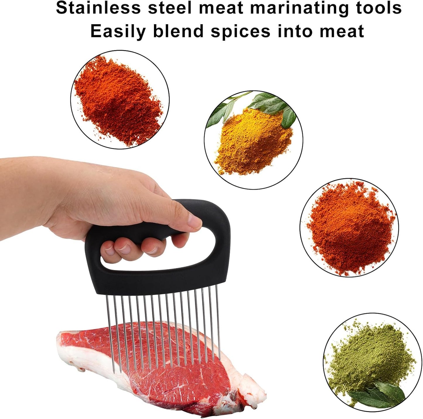 Onion Holder for Slicing, Extra-Large Stainless Steel Tomato and Potato Slicer with 16 Long Needles Versatile Food Slice Holder Home Kitchen Tool for Meat Onion Tomato Potato