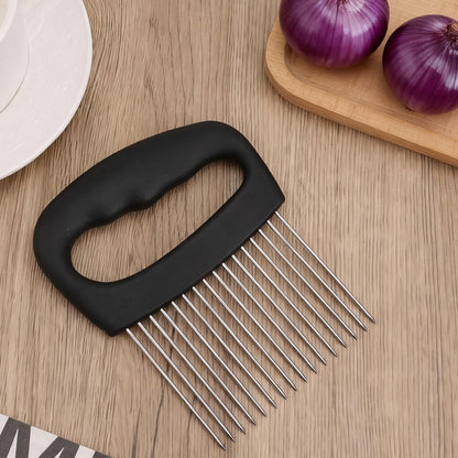 Onion Holder for Slicing, Extra-Large Stainless Steel Tomato and Potato Slicer with 16 Long Needles Versatile Food Slice Holder Home Kitchen Tool for Meat Onion Tomato Potato