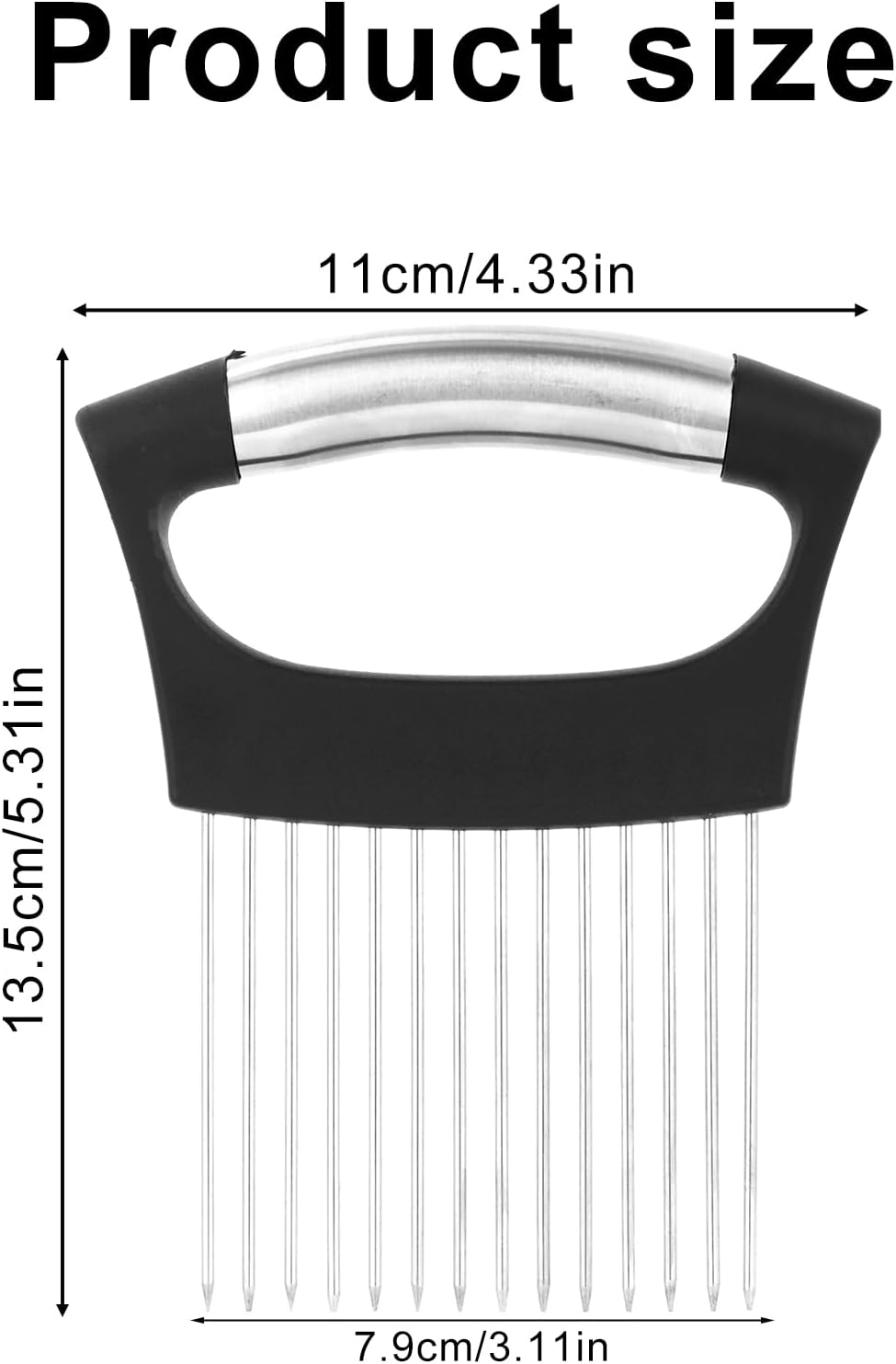 Onion Holder for Slicing, Extra-Large Stainless Steel Tomato and Potato Slicer with 16 Long Needles Versatile Food Slice Holder Home Kitchen Tool for Meat Onion Tomato Potato