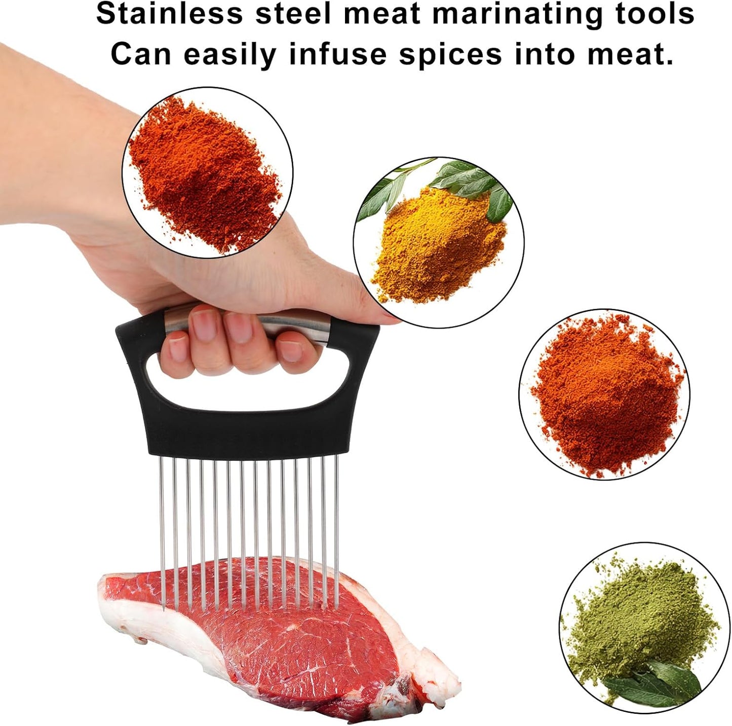 Onion Holder for Slicing, Extra-Large Stainless Steel Tomato and Potato Slicer with 16 Long Needles Versatile Food Slice Holder Home Kitchen Tool for Meat Onion Tomato Potato