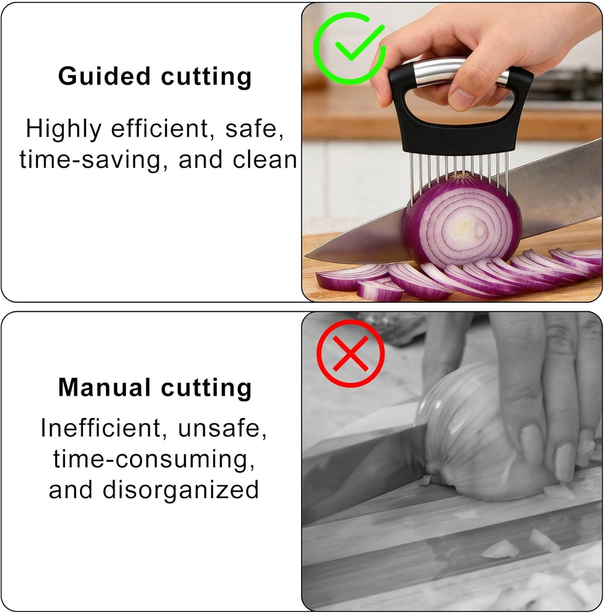 Onion Holder for Slicing, Extra-Large Stainless Steel Tomato and Potato Slicer with 16 Long Needles Versatile Food Slice Holder Home Kitchen Tool for Meat Onion Tomato Potato