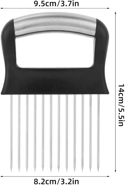 Onion Holder for Slicing, Extra-Large Stainless Steel Tomato and Potato Slicer with 16 Long Needles Versatile Food Slice Holder Home Kitchen Tool for Meat Onion Tomato Potato