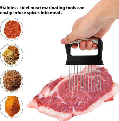 Onion Holder for Slicing, Extra-Large Stainless Steel Tomato and Potato Slicer with 16 Long Needles Versatile Food Slice Holder Home Kitchen Tool for Meat Onion Tomato Potato