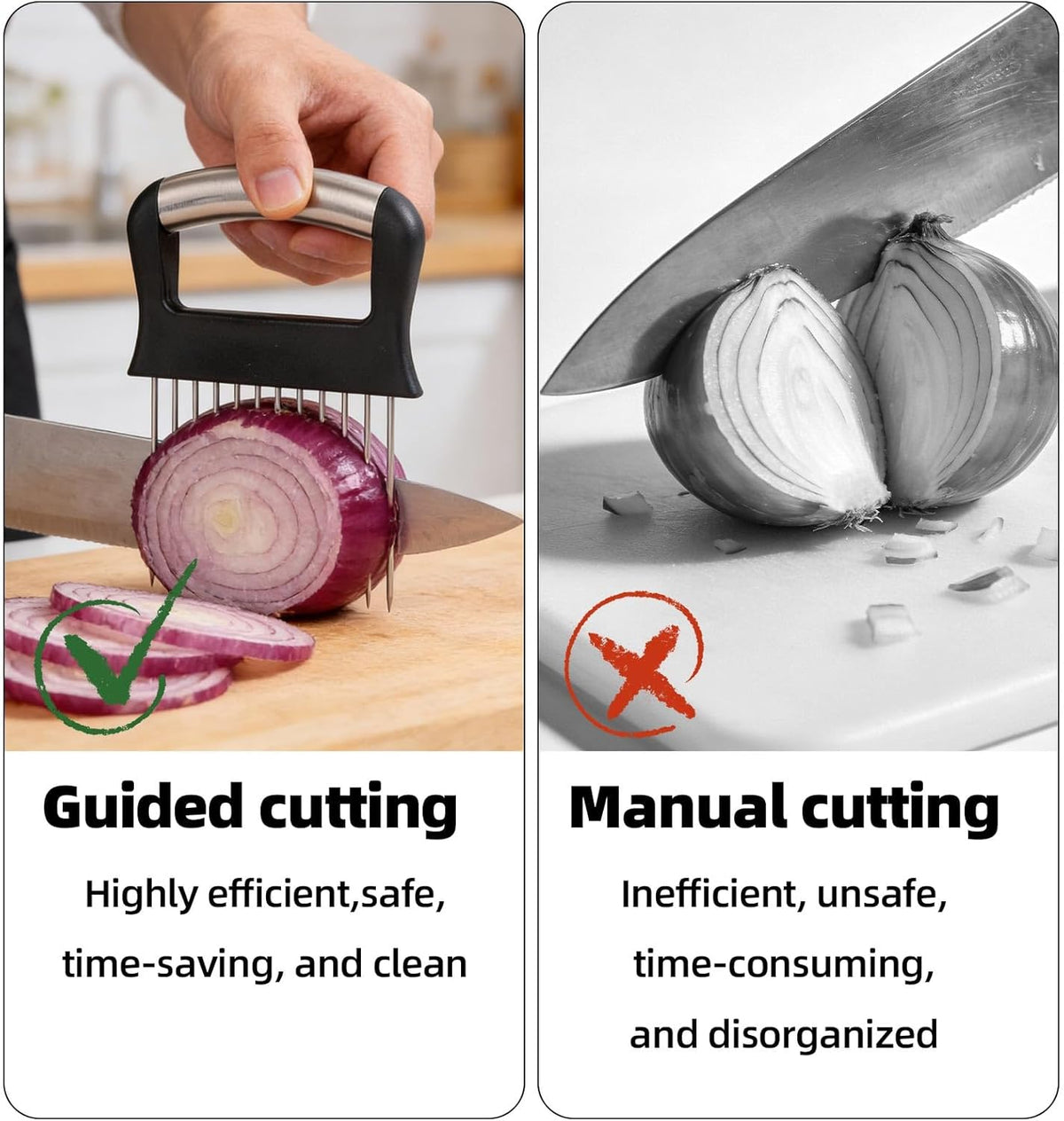 Onion Holder for Slicing, Extra-Large Stainless Steel Tomato and Potato Slicer with 16 Long Needles Versatile Food Slice Holder Home Kitchen Tool for Meat Onion Tomato Potato