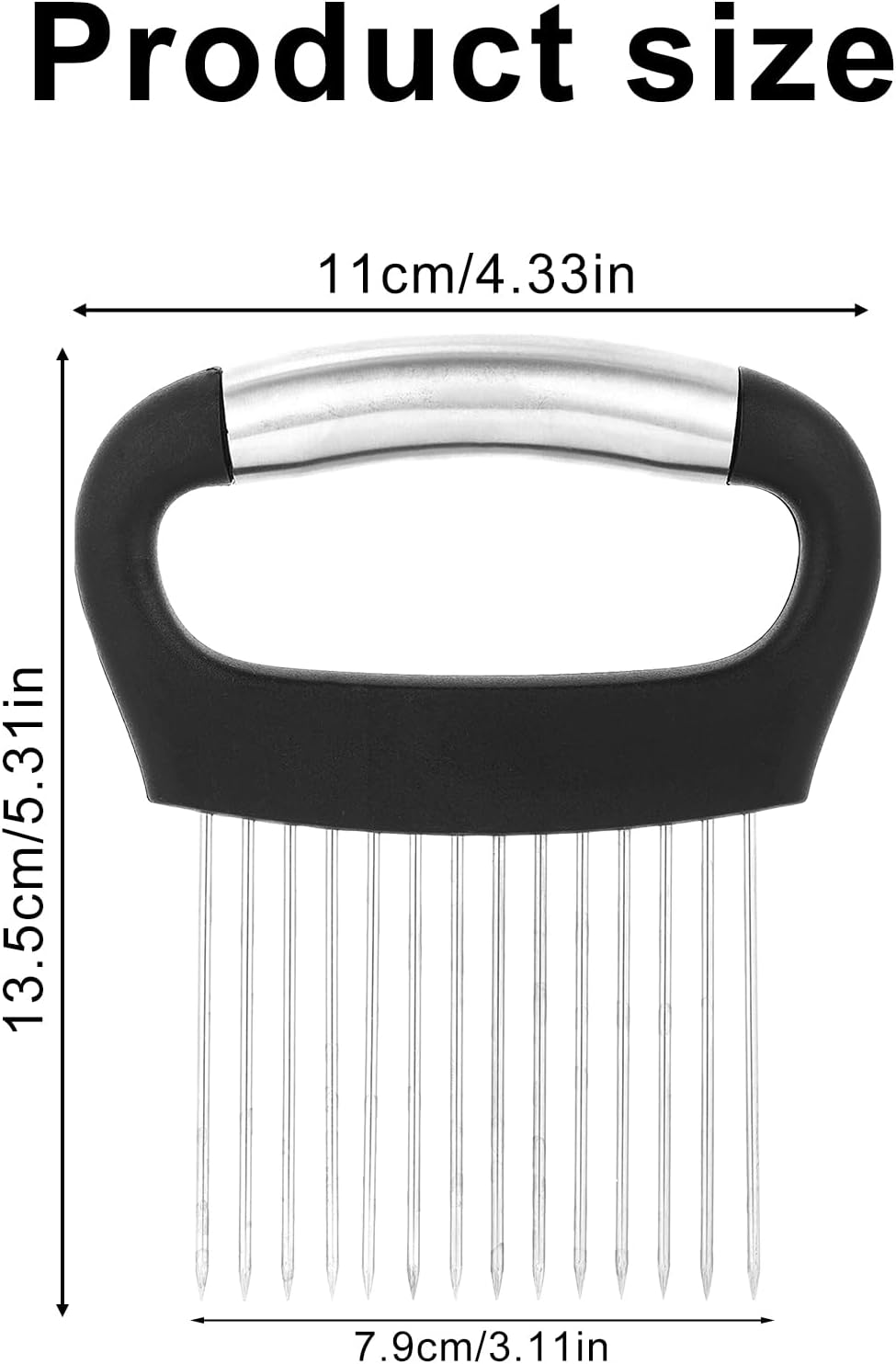Onion Holder for Slicing, Extra-Large Stainless Steel Tomato and Potato Slicer with 16 Long Needles Versatile Food Slice Holder Home Kitchen Tool for Meat Onion Tomato Potato