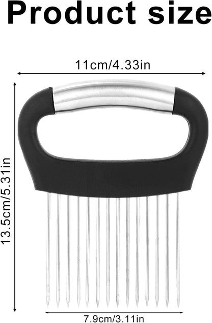 Onion Holder for Slicing, Extra-Large Stainless Steel Tomato and Potato Slicer with 16 Long Needles Versatile Food Slice Holder Home Kitchen Tool for Meat Onion Tomato Potato