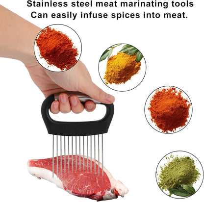 Onion Holder for Slicing, Extra-Large Stainless Steel Tomato and Potato Slicer with 16 Long Needles Versatile Food Slice Holder Home Kitchen Tool for Meat Onion Tomato Potato