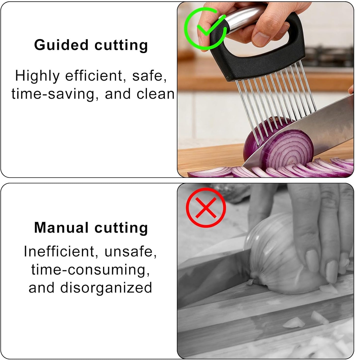 Onion Holder for Slicing, Extra-Large Stainless Steel Tomato and Potato Slicer with 16 Long Needles Versatile Food Slice Holder Home Kitchen Tool for Meat Onion Tomato Potato
