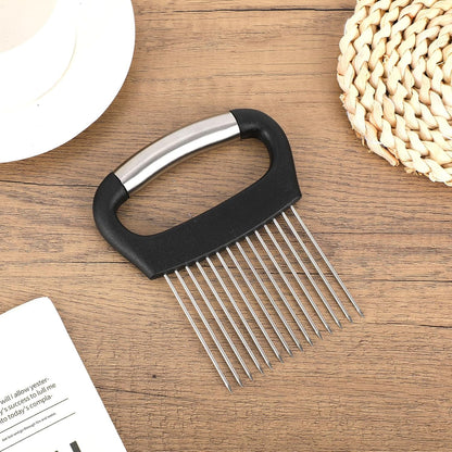 Onion Holder for Slicing, Extra-Large Stainless Steel Tomato and Potato Slicer with 16 Long Needles Versatile Food Slice Holder Home Kitchen Tool for Meat Onion Tomato Potato