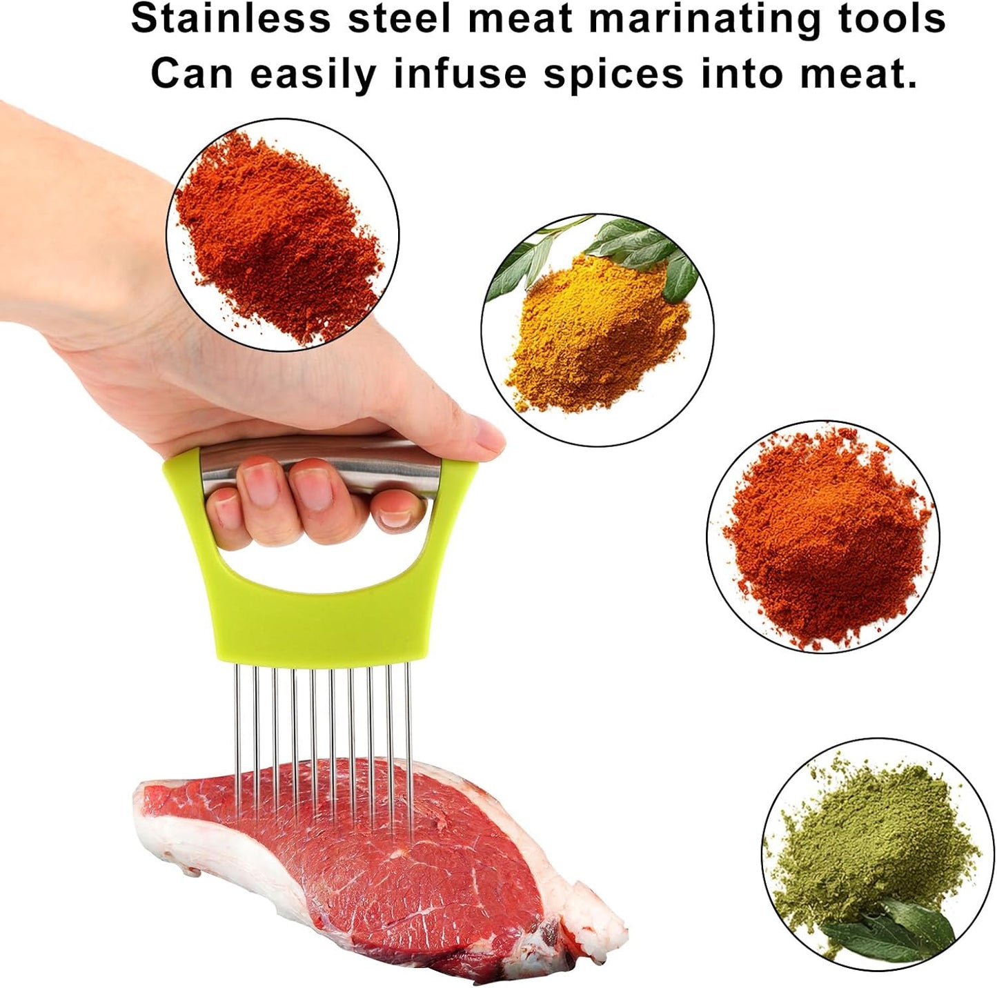 Onion Holder for Slicing, Extra-Large Stainless Steel Tomato and Potato Slicer with 16 Long Needles Versatile Food Slice Holder Home Kitchen Tool for Meat Onion Tomato Potato