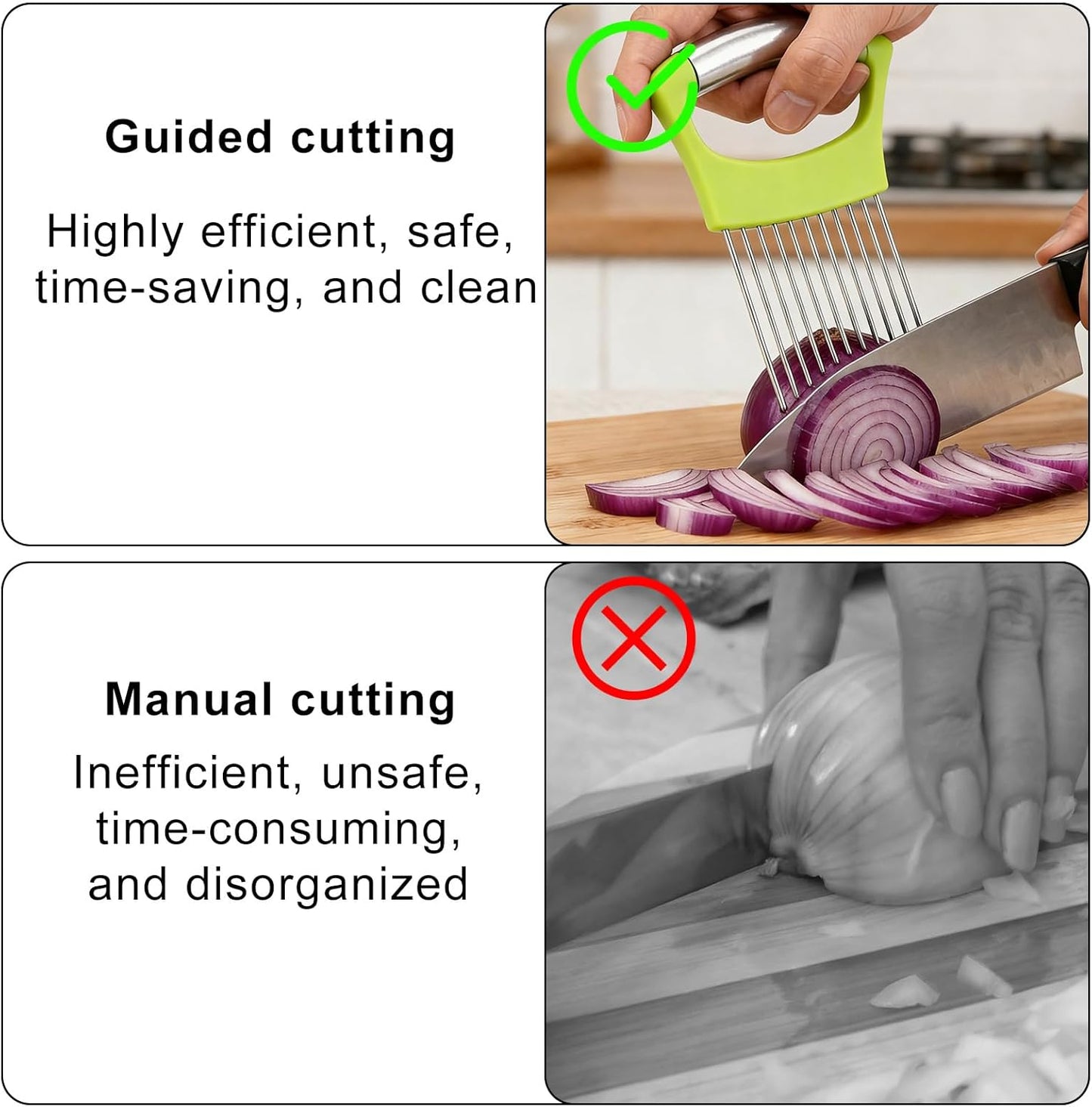 Onion Holder for Slicing, Extra-Large Stainless Steel Tomato and Potato Slicer with 16 Long Needles Versatile Food Slice Holder Home Kitchen Tool for Meat Onion Tomato Potato