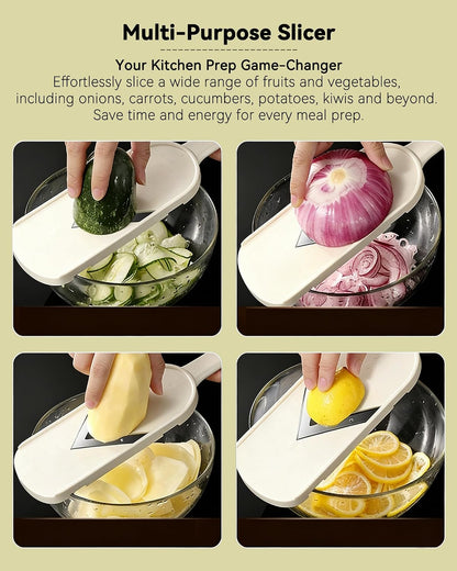 Handheld Mandoline Slicer for Kitchen - Stainless Steel V-Blades