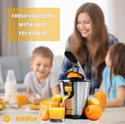 Premium Electric Orange Juicer | Stainless Steel Citrus Squeezer With New Ultra-Powerful Motor and Soft Grip Handle for Effortless Juicing, Auto Shutoff, Dishwasher-safe Parts, Pulp Control