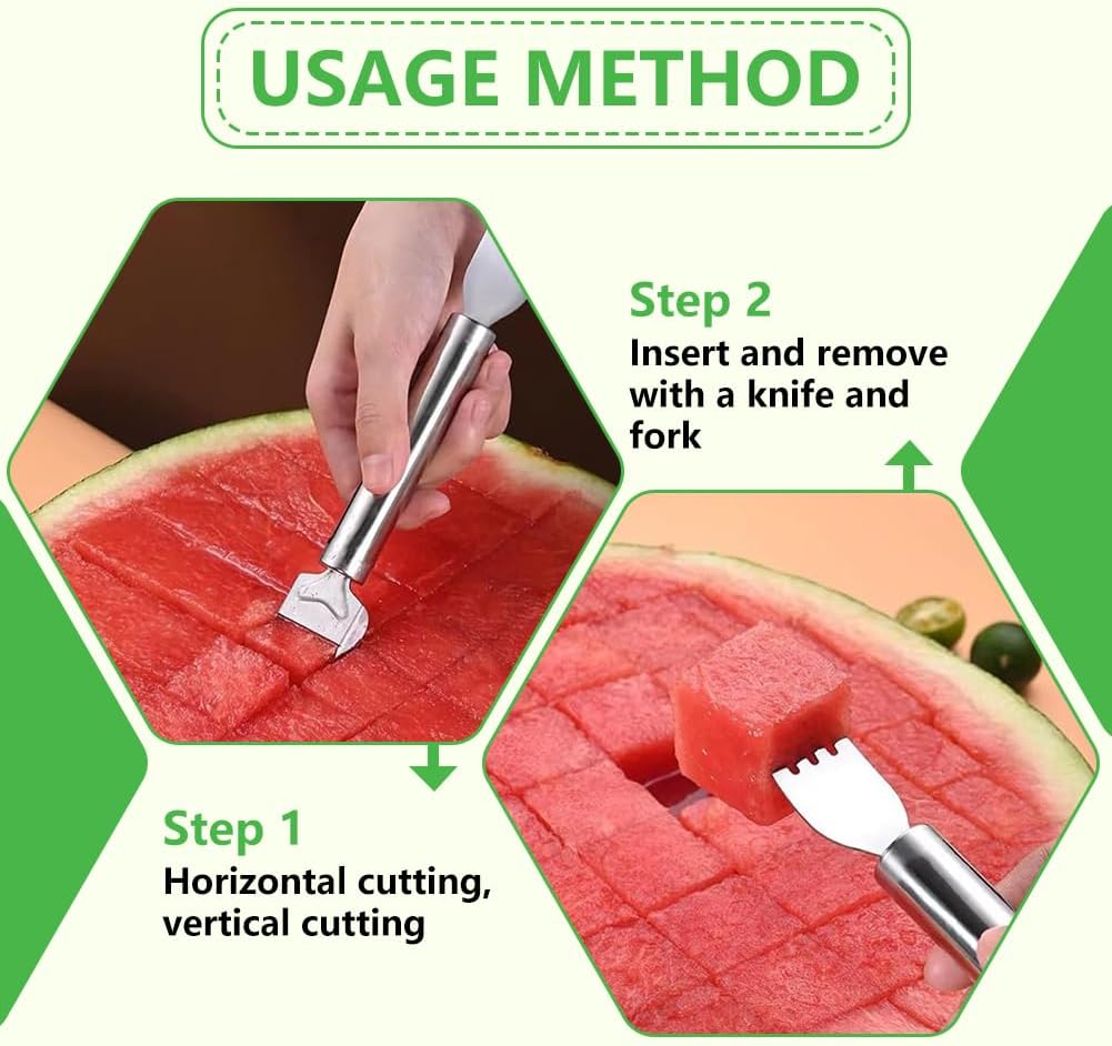 2-in-1 Stainless Steel Fruit Cutter, Watermelon Fork Slicer
