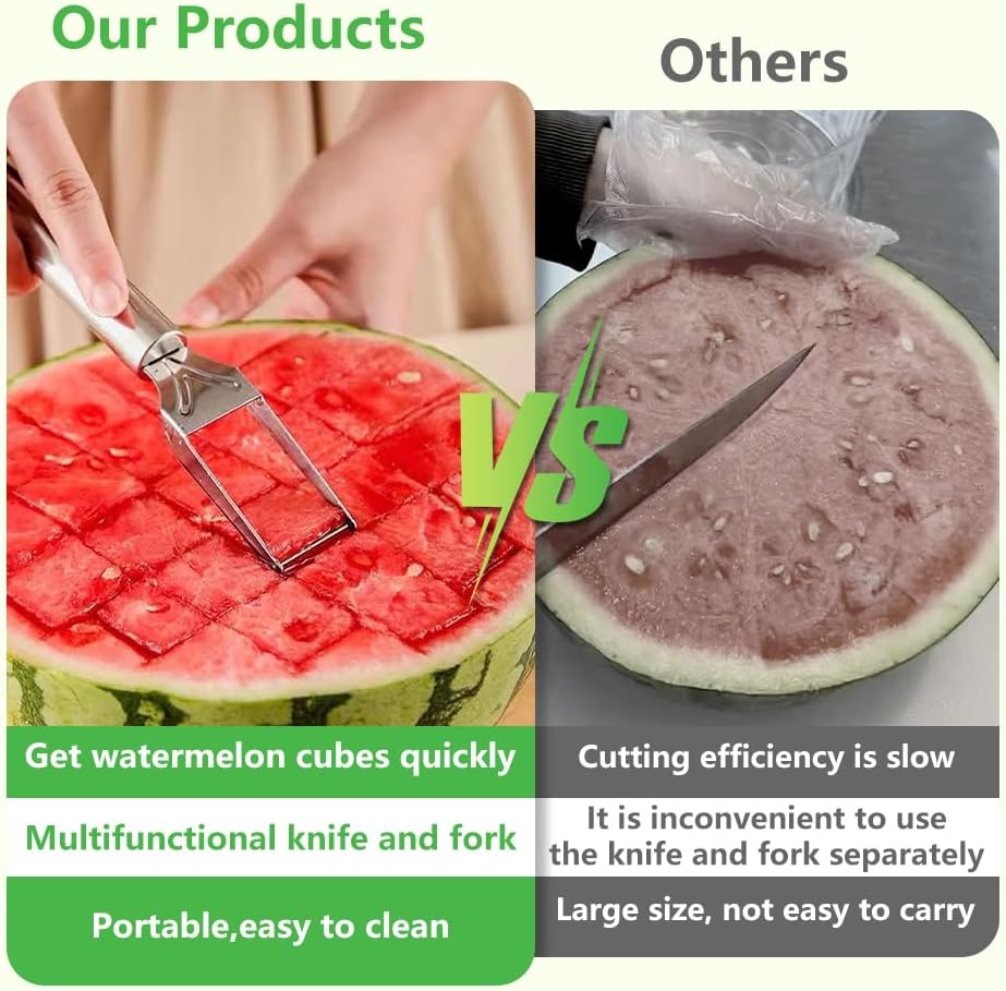 2-in-1 Stainless Steel Fruit Cutter, Watermelon Fork Slicer