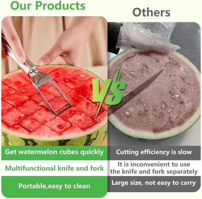 2-in-1 Stainless Steel Fruit Cutter, Watermelon Fork Slicer