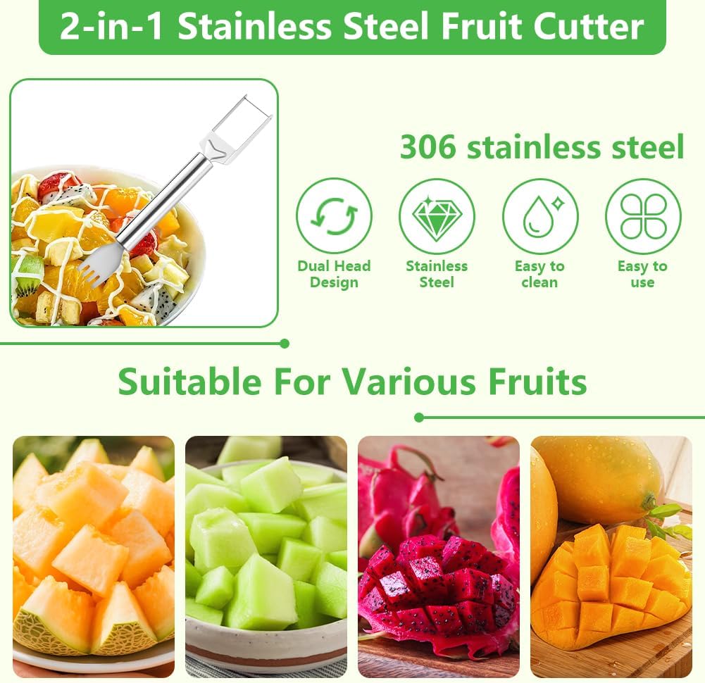 2-in-1 Stainless Steel Fruit Cutter, Watermelon Fork Slicer