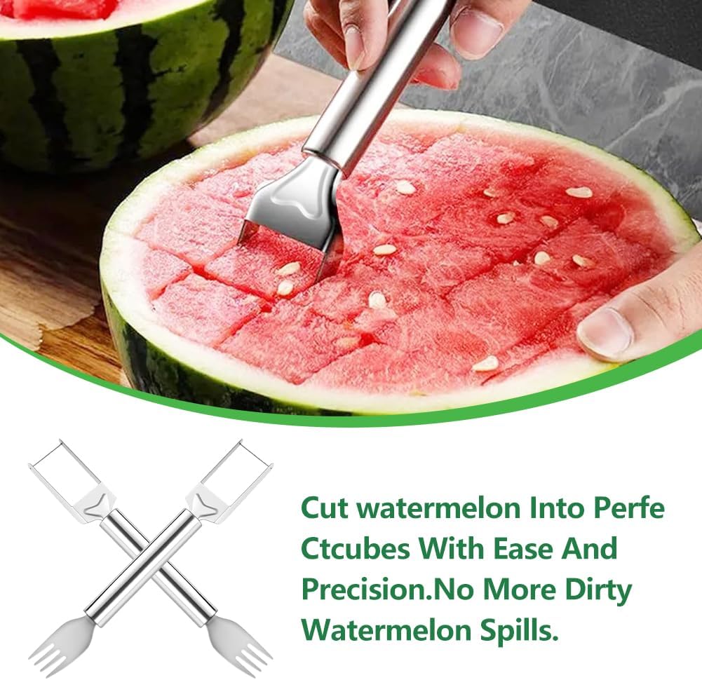 2-in-1 Stainless Steel Fruit Cutter, Watermelon Fork Slicer