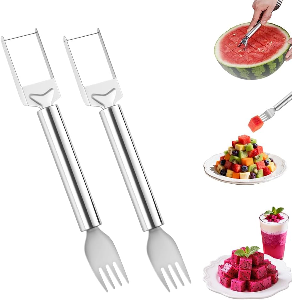 2-in-1 Stainless Steel Fruit Cutter, Watermelon Fork Slicer