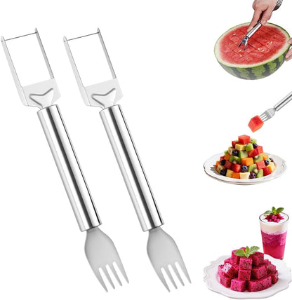 2-in-1 Stainless Steel Fruit Cutter, Watermelon Fork Slicer