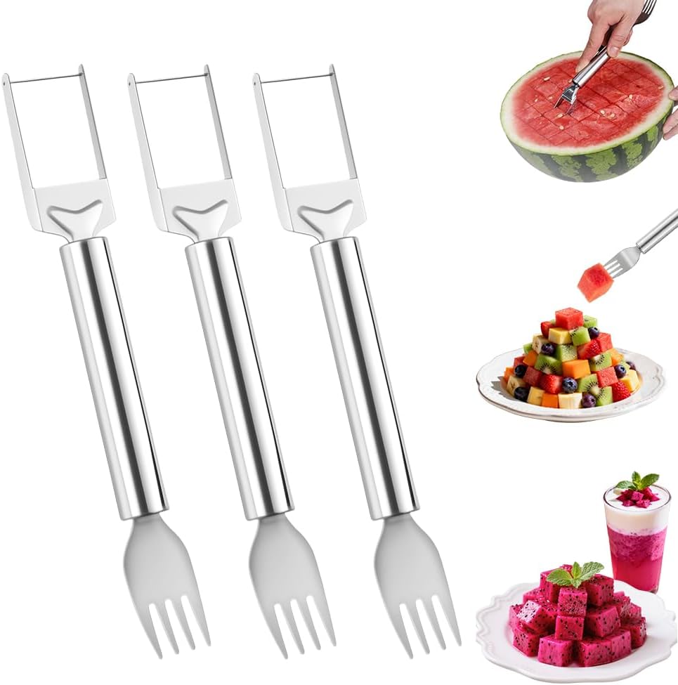 2-in-1 Stainless Steel Fruit Cutter, Watermelon Fork Slicer