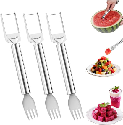 2-in-1 Stainless Steel Fruit Cutter, Watermelon Fork Slicer