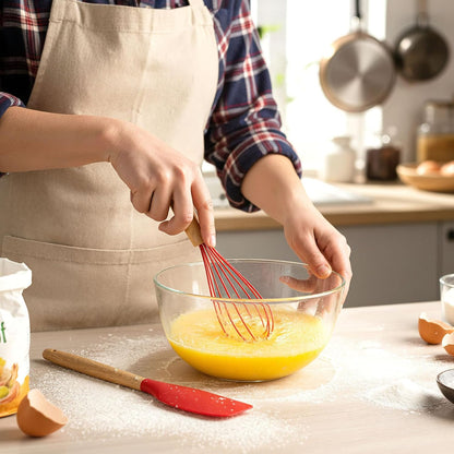 24 Pcs Silicone Spatula Whisk Set with Wooden Handle for Baking