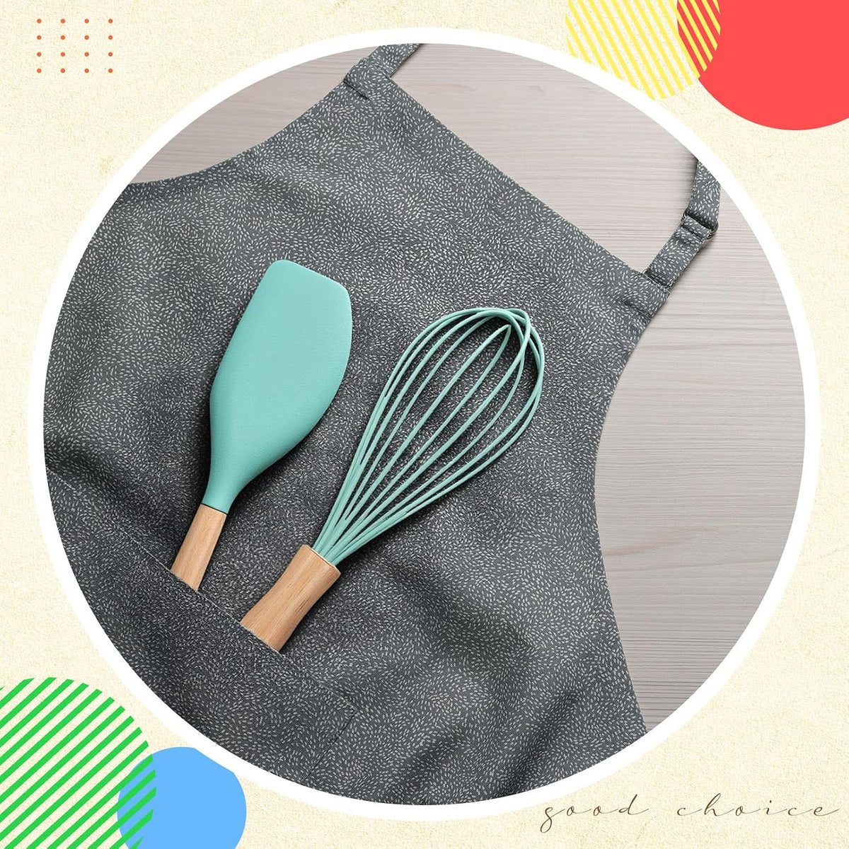 24 Pcs Silicone Spatula Whisk Set with Wooden Handle for Baking