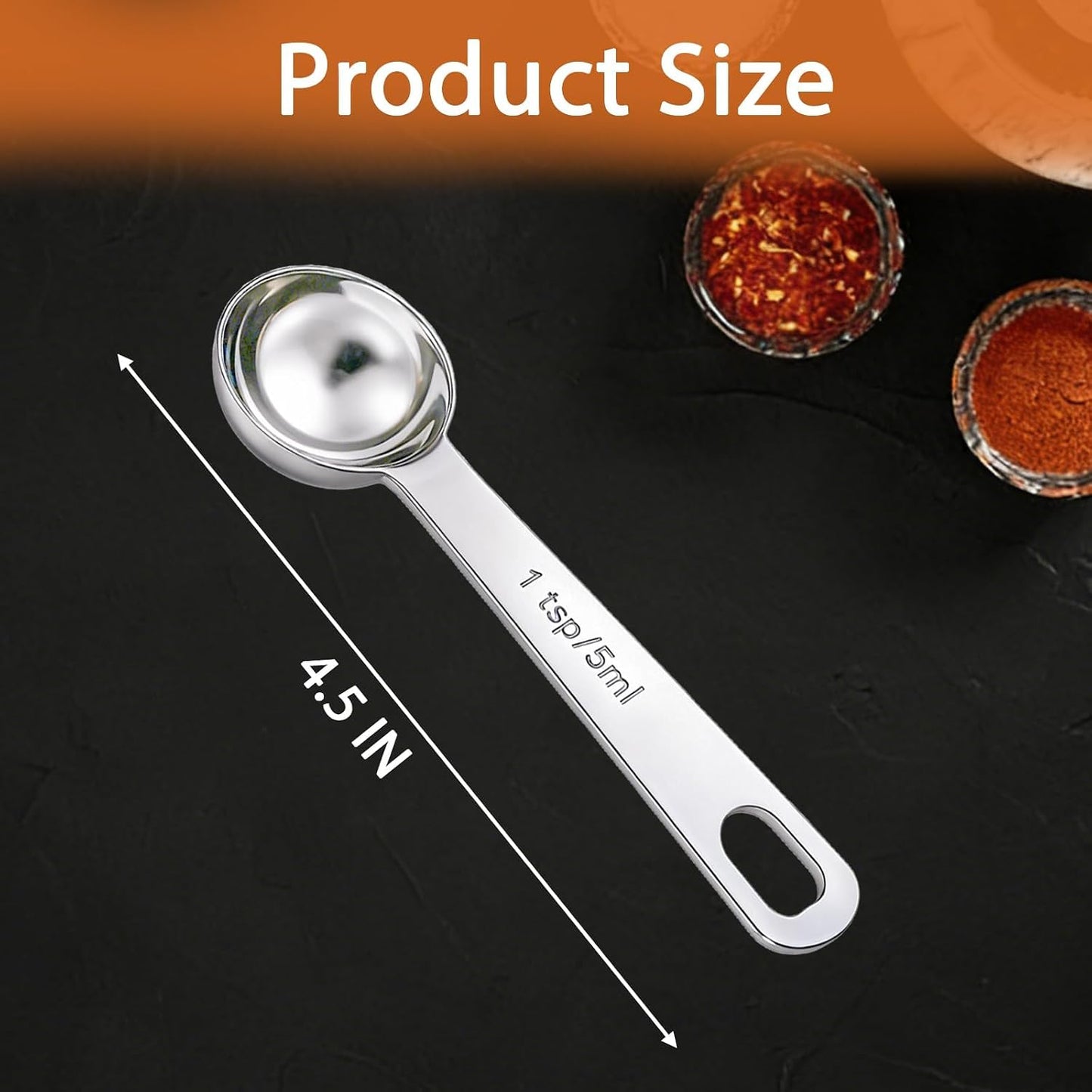 5PCS 1/2tsp(1/6tbsp, 2.5 ml) Measuring Spoon Teaspoons Stainless Steel Measure Spoons for Precise Cooking, Baking and Spices Measurement