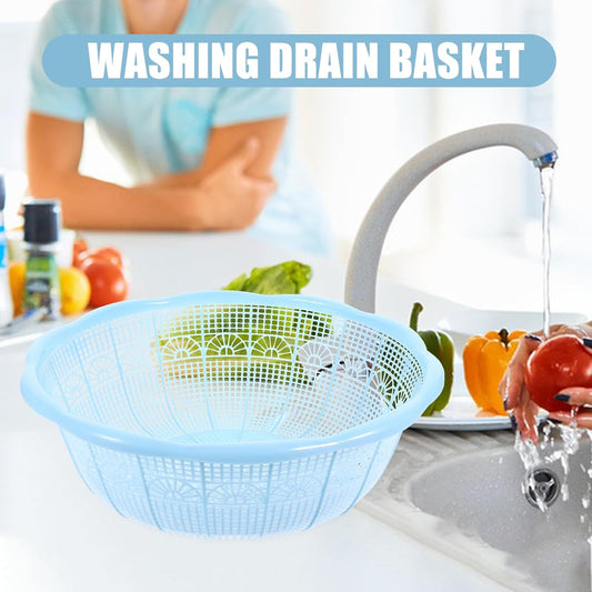 4Pcs Plastic Rice Wash Basin 9.05 Inch Food Strainer Bowl Multifunctional Fruit and Vegetable Washing Basket for Rice Rinsing Dough Kneading Kitchen Counter Use