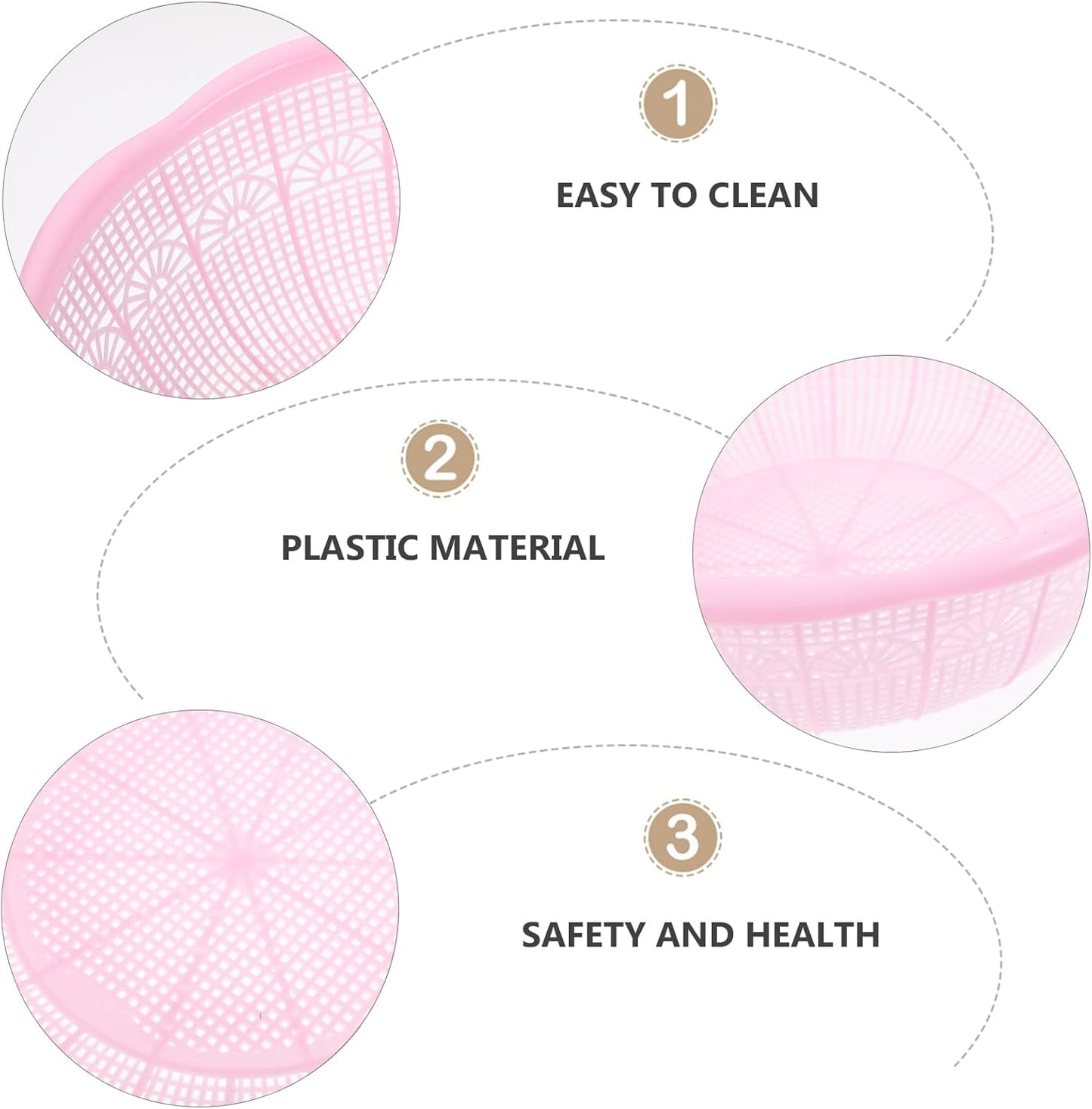 4Pcs Plastic Rice Wash Basin 9.05 Inch Food Strainer Bowl Multifunctional Fruit and Vegetable Washing Basket for Rice Rinsing Dough Kneading Kitchen Counter Use