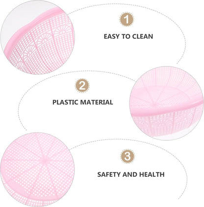 4Pcs Plastic Rice Wash Basin 9.05 Inch Food Strainer Bowl Multifunctional Fruit and Vegetable Washing Basket for Rice Rinsing Dough Kneading Kitchen Counter Use