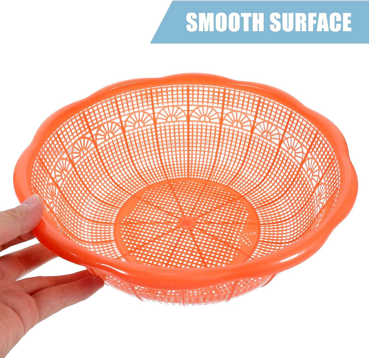 4Pcs Plastic Rice Wash Basin 9.05 Inch Food Strainer Bowl Multifunctional Fruit and Vegetable Washing Basket for Rice Rinsing Dough Kneading Kitchen Counter Use