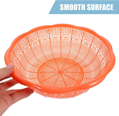 4Pcs Plastic Rice Wash Basin 9.05 Inch Food Strainer Bowl Multifunctional Fruit and Vegetable Washing Basket for Rice Rinsing Dough Kneading Kitchen Counter Use