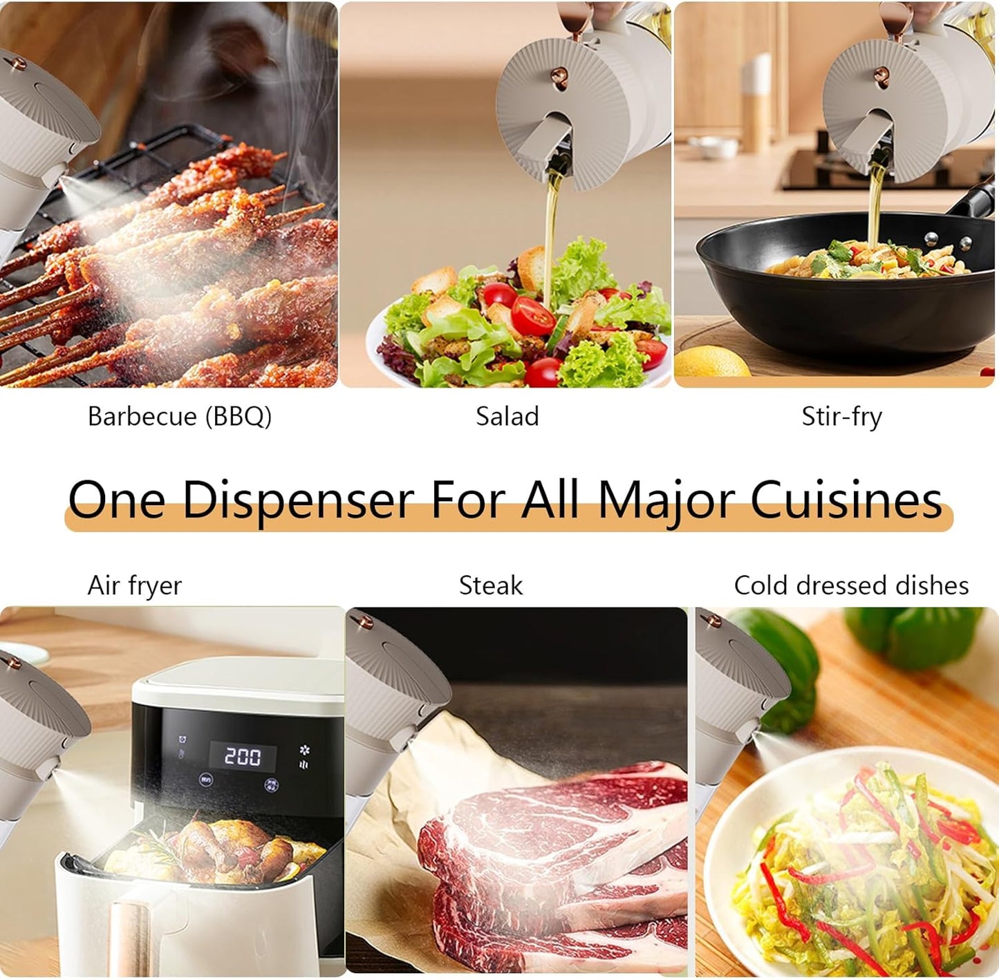 19.6 oz Leak-Proof Glass Olive Oil Sprayer for Cooking, Fine Mist & Pour | 2 in 1 Oil Dispenser and Sprayer, Switch Between Fine Mist & Precision Pour for Air Fryer, BBQ, Salad, Baking - White