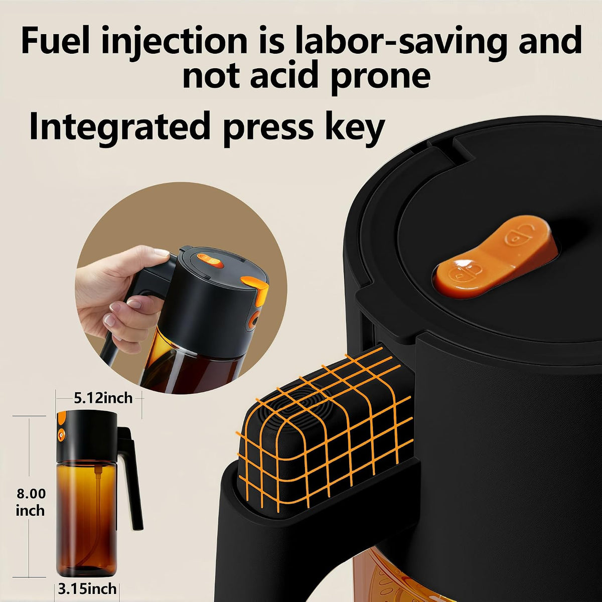 19.6 oz Leak-Proof Glass Olive Oil Sprayer for Cooking, Fine Mist & Pour | 2 in 1 Oil Dispenser and Sprayer, Switch Between Fine Mist & Precision Pour for Air Fryer, BBQ, Salad, Baking - White