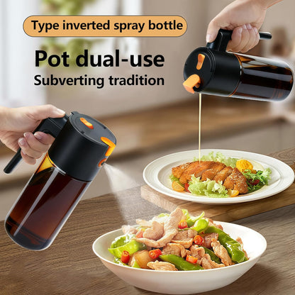 19.6 oz Leak-Proof Glass Olive Oil Sprayer for Cooking, Fine Mist & Pour | 2 in 1 Oil Dispenser and Sprayer, Switch Between Fine Mist & Precision Pour for Air Fryer, BBQ, Salad, Baking - White