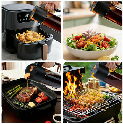 19.6 oz Leak-Proof Glass Olive Oil Sprayer for Cooking, Fine Mist & Pour | 2 in 1 Oil Dispenser and Sprayer, Switch Between Fine Mist & Precision Pour for Air Fryer, BBQ, Salad, Baking - White