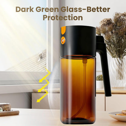 19.6 oz Leak-Proof Glass Olive Oil Sprayer for Cooking, Fine Mist & Pour | 2 in 1 Oil Dispenser and Sprayer, Switch Between Fine Mist & Precision Pour for Air Fryer, BBQ, Salad, Baking - White