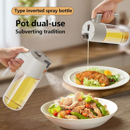 19.6 oz Leak-Proof Glass Olive Oil Sprayer for Cooking, Fine Mist & Pour | 2 in 1 Oil Dispenser and Sprayer, Switch Between Fine Mist & Precision Pour for Air Fryer, BBQ, Salad, Baking - White
