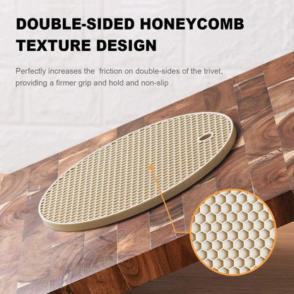 4 Pcs Trivets for Hot Dishes, Kitchen Heat Resistant Silicone Trivet, Extra Thick, Large, Non Slip (3. Beige)