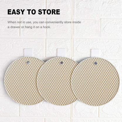 4 Pcs Trivets for Hot Dishes, Kitchen Heat Resistant Silicone Trivet, Extra Thick, Large, Non Slip (3. Beige)