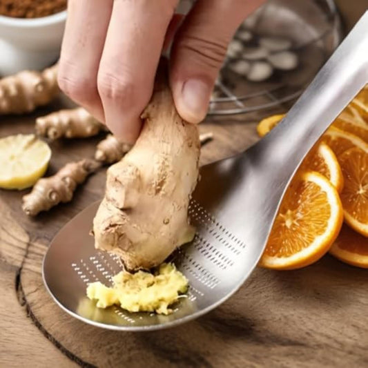 Stainless Steel Ginger Grater Spoon Lime Lemon Zester Cheese Grater Wasabi Ginger Stainless Garlic Press Grinding Gadget