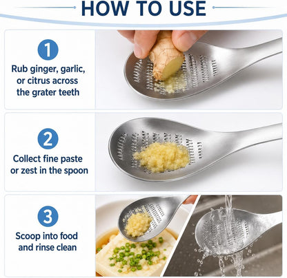 Stainless Steel Ginger Grater Spoon Lime Lemon Zester Cheese Grater Wasabi Ginger Stainless Garlic Press Grinding Gadget